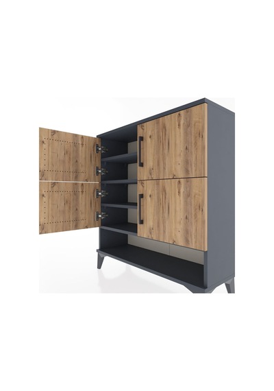 Arges Şifonyer 4 Raflı 4 Kapaklı 88x30x96 Antrasit-çam Antrasit
