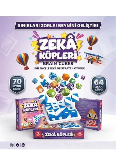 Kubix Zeka Küpleri 70 Oyun Kartı Ve 64 Küplü Akıl Ve Mantık Geliştirici Eğitici Zeka Oyun Seti