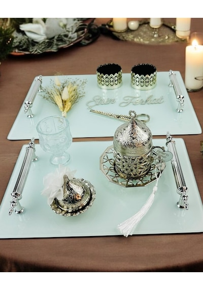Harmonize Beyaz Söz Tepsisi Ve Damat Kahve Fincanı Gri Gri