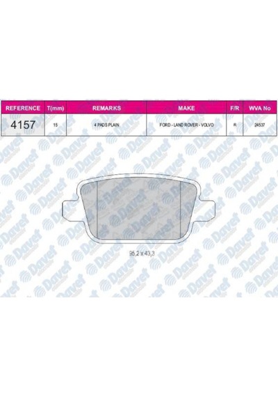 Fren Balatası Arka Wva 24537 S-max Galaxy Mondeo Iv S80 Iı V70 Iıı 07