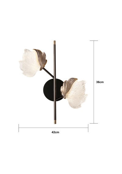 Taran Siyah Gold 2'li 10 Watt Çiçek Desenli Modern Ledli Aplik Gold