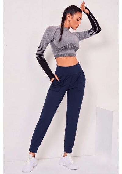 Genius Store Kadın Jogger Eşofman Esnek Yüksek Bel Jogger Eşofman Altı Kadın-jgrtyt Lacivert