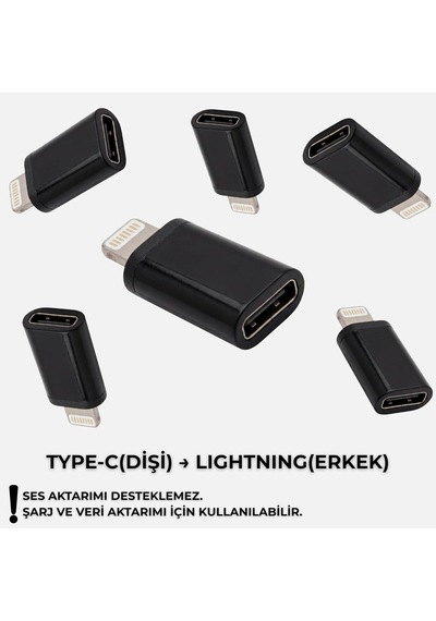 Lightning To Type C Çevirici Adaptör, Siyah