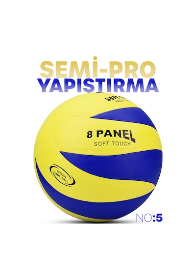 Semi-pro Voleybol Topu Lamineli Beton Zemin Softtouch İç-dış Mekana Uygun 8 Panel Sarı-mavi Gsv103 Mavi