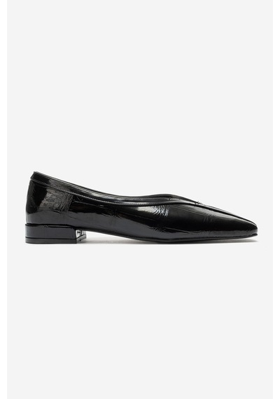 Luvi Shoes Helene Siyah Baskı Kadın Babet Ayakkabı