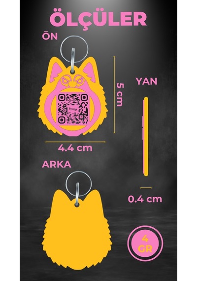 Petjoo 25.Asena Sarı-Pembe Qr'lı Köpek Künyesi