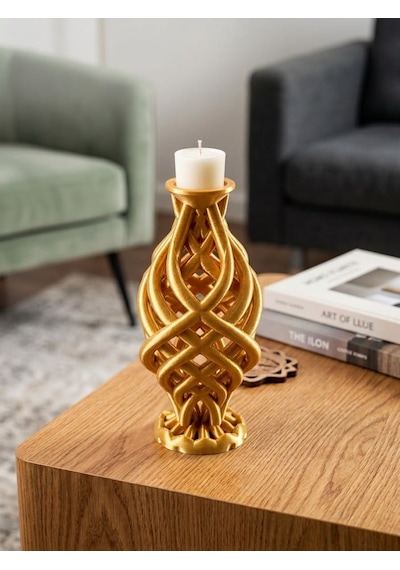 3d Gold Mumluk Şamdan Özel Tasarım Altın