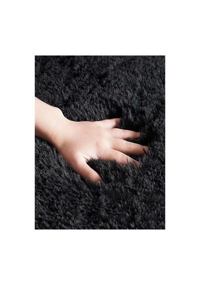 Siyah Post Peluş Yumuşak Yıkanabilir Kaymaz Dot Taban Salon Koridor Çocuk Halısı Siyah