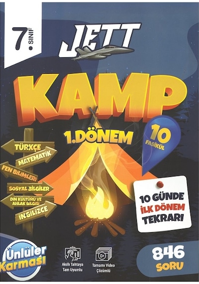 7.sınıf Yeni 1.dönem Jett Kamp Denemeleri 10 Günde İlk Dönem Tekrarı + Fen Bilimleri Sb. Hediyeli