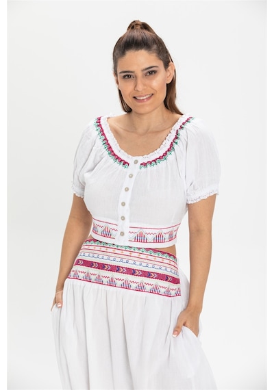 Eliş Şile Bezi Kısa Kol Şile Bezi Latin Büstiyer Beyaz Byz Beyaz