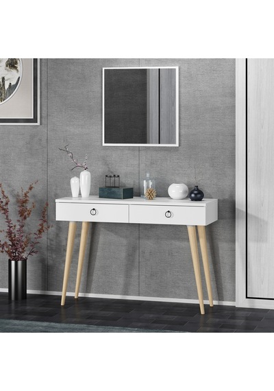 Dekorosso Arden Ahşap Ayaklı Kare Aynalı Modern Dekoratif Dresuar (497931991) Beyaz