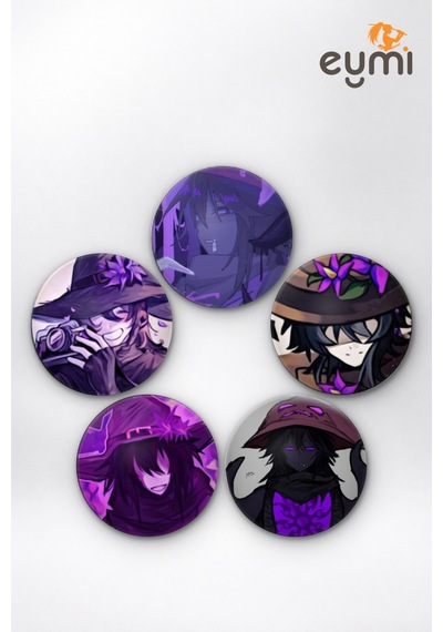 Azure Dark Fantasy Witch & Gothic İğneli Buton Rozet 5li Set Çok Renkli