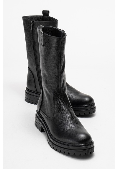 Ataköy Ayakkabı Kadın Hakiki Deri Kalın Taban Mid-calf Bot - Pyz888-sıyah Floter