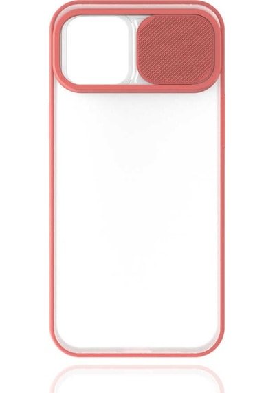 Kilifone - Apple Uyumlu iPhone 12 Pro - Kılıf Slayt Sürgülü Arkası Buzlu Lensi Kapak - Pembe Açık