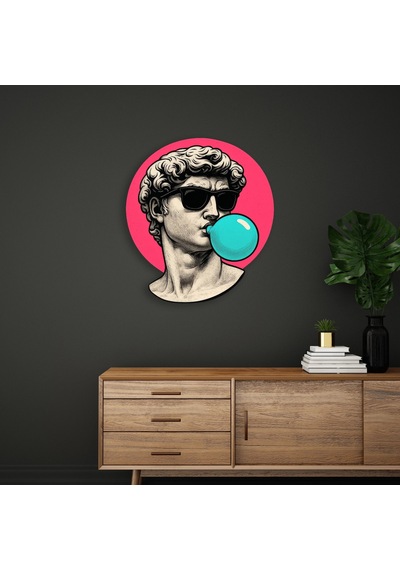 Güneş Gözlüklü David Sakız Pop Art - Metal Tablo - Dec0144 45 X 50 Cm Çok Renkli
