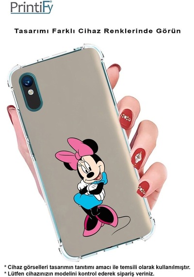 Samsung Galaxy M15 İle Uyumlu Mickey Mouse 4 Baskılı Şeffaf Köşe Korumalı Antişok Kılıf