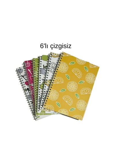 A5 Spiralli Meyve Konsept Defter 40 Yaprak 6'lı Tamamı Çizgisiz