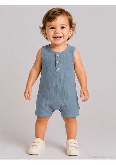 Civil Baby Likralı Müslin 6-18 Ay Tulum - Mavi İndigo