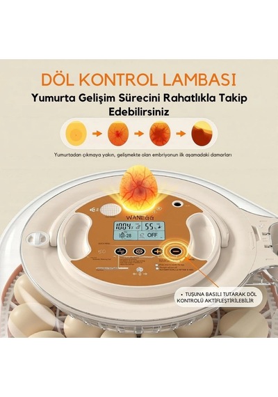 26 59 Kapasiteli Otomatik Kuluçka Makinesi 2 Değiştirilebilir Yumurta Tepsili, Dijital Kontrollü