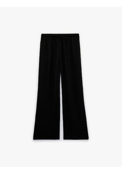 Koton Beli Bağcıklı Cep Detaylı Düz Paça Viskon Karışımlı Pantolon Siyah 6sal40027ıw