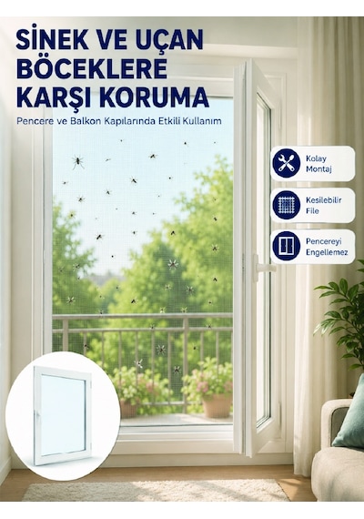 Pencere Ve Balkon İçin Tek Kanatlı Kolay Takılan Sineklik - Lisinya Standart