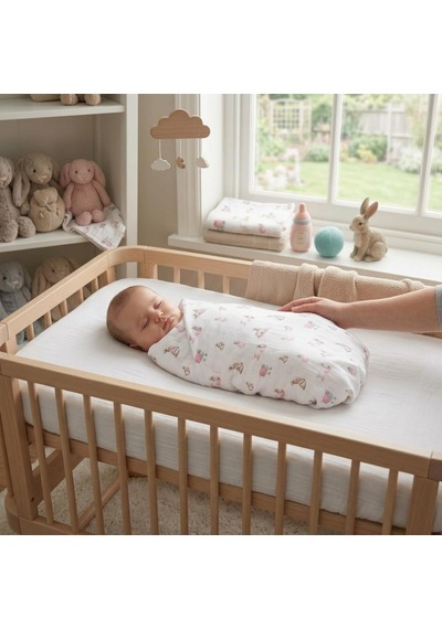 % 100 Pamuk Müslin Bebek Örtüsü - Bébé Lapin Rose 70x70 Cm Throw7019