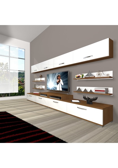 Decoraktiv Ekoflex 360y Slm Tv Ünitesi Tv Sehpası Ceviz - Beyaz