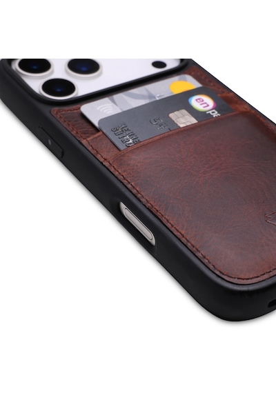 Zawa Apple İphone 17 Pro Max Uyumlu Suni Deri Kartlık Arka Koruma Kılıf - Siyah
