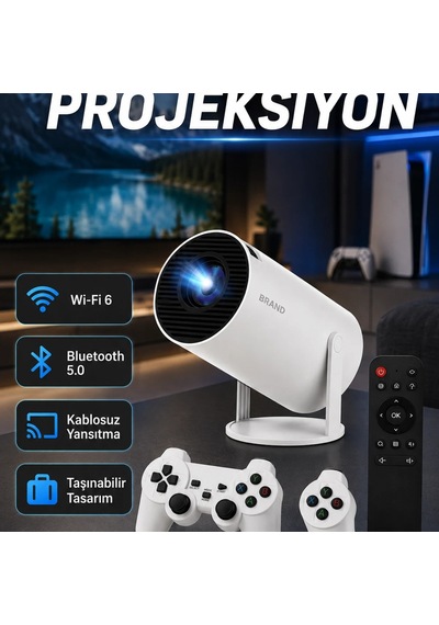 Taşınabilir 4k Projeksiyon Cihazı Wi-fi 6 Kablosuz Yansıtma Ve Bluetooth 5.0