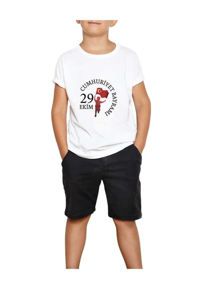 Ada Kostüm Tasarım 29.ekim Temalı Çocuk Tshirt Beyaz