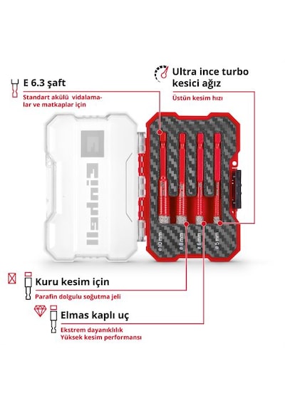 Einhell Beton Delici Elmas Taşlı Uç Seti 4 Parça - 49500404