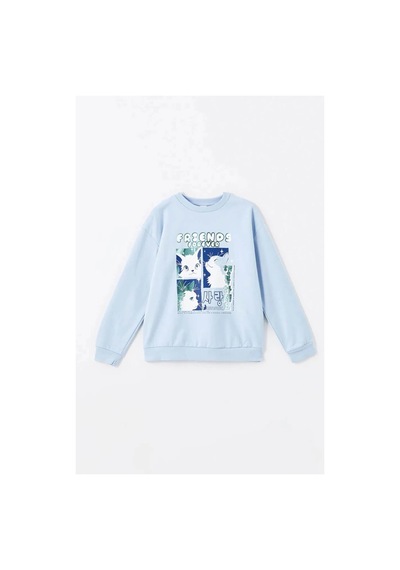 LC Waikiki Lcw Kids Ekru Bisiklet Yaka Kız Çocuk Kalın Sweatshirt 2'li