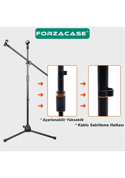 Zemin İçin 360 Döner Profesyonel Metal Mikrofon Standı 170 Cm - Fc1075 Standart