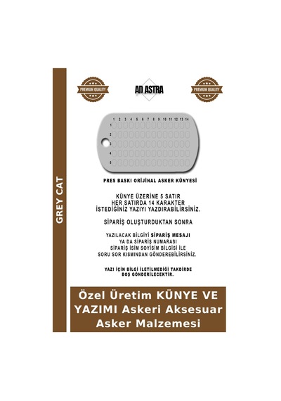 Özel Üretim Künye Ve Yazımı Askeri Aksesuar Asker Malzemesi Çok Renkli