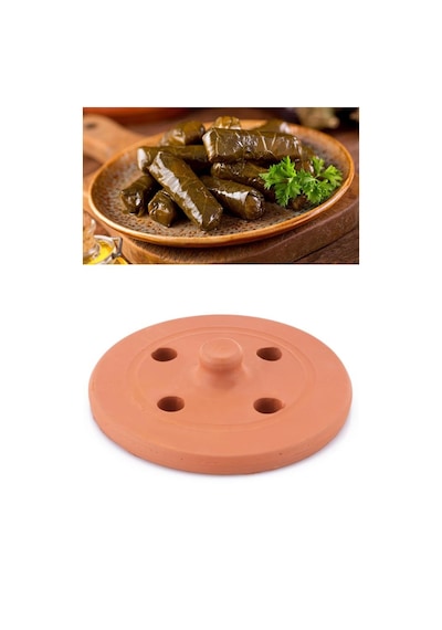 Elizi Çömlekleri Toprak Dolma Taşı, Toprak Güveç Sarma Dolma Taşı Kapağı Küçük Boy 19 Cm Toprak