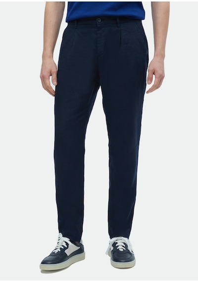 Ramsey Lacivert Düz Dokuma Jogging Fit Casual %100 Keten Pantolon