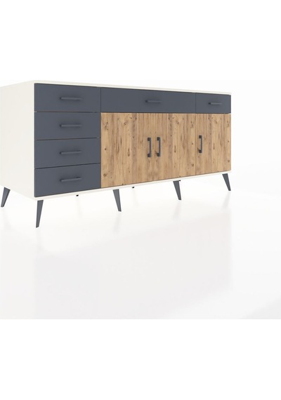 Kronos Konsol 2 Raflı 6 Çekmeceli 3 Kapaklı 176x59x83 Aytaşı-çam/antrasit Çam/antrasit