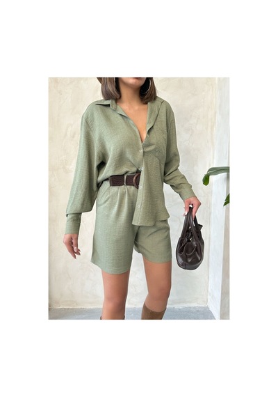 Verymoda Kemerli Şort D2686 Haki