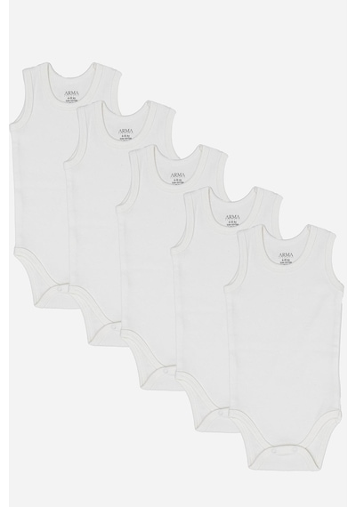 Arma Yıldız %100 Organik Pamuklu Beyaz Bebek Atlet Çıtçıtlı Zıbın Body 5'li Paket Beyaz