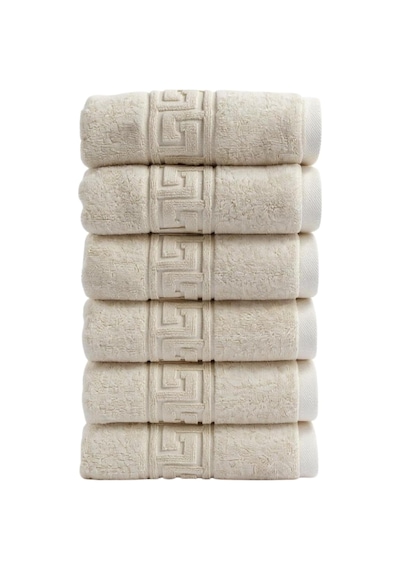 Anılsan 6'li El Ve Yüz Havlusu Seti 50x90 Cm -%100 Pamuk, Yüksek Emici, Grek Desenli - Ev, Otel, Spa Ve Banyo İçin