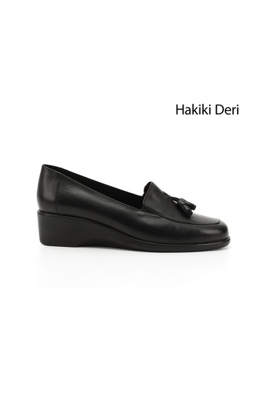 Gönderi(R) Gönderi R Kadın Siyah Dolgu Taban Püsküllü Hakiki Deri Ayakkabı Gdza13424205 Siyah