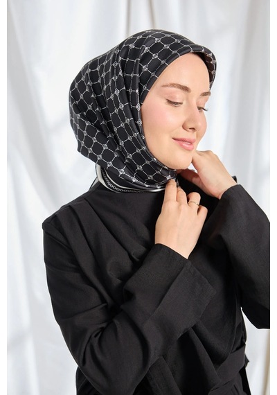 Silk Home %100 Twill İpek Eşarp S539 SİYAH-BEYAZ