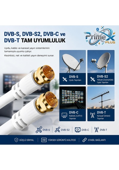 Lexroo Px-tv05 0.5 Metre Rg6 Full Hd Tv Uydu Kablosu, Altın Uç An