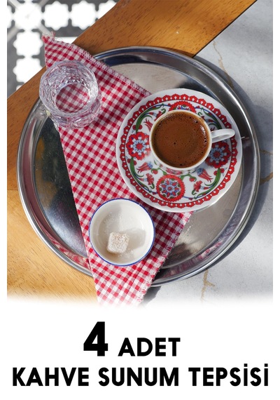 4 Adet Paslanmaz Çelik Sunum Tepsisi Çok Amaçlı Servis Tepsisi Gümüş