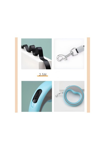Otomatik Köpek Gezdirme Tasması Pembe 2.5 Metre Geri Çekilebilir Plastik Tasma Ergonomik Tutma Saplı, Güçlü Metal Kancalı, Küçük Ve Orta Irklar İçin Uygun Yürüyüş & Eğitim İçin
