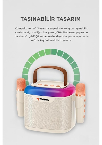 Bluetooth Hoparlör Çift Mikrofonlu Kablosuz Parti Speaker D51 Beyaz