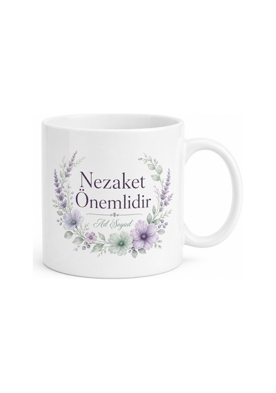 Nezaket Önemlidir Baskılı Kupa Bardak Hediye Beyaz