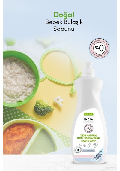 INCIA %100 Doğal Bebek Bulaşık Sabunu Bitkisel Emzik Biberon Temizleyici Vegan 500 ml