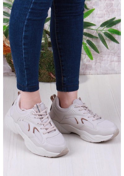 Fort 2107 Lmb Rahat Hafif Kalın Taban Sneaker Kadın Spor Ayakkabı Kum