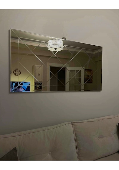 Dekoratif Baklava Desenli Bizoteli Salon Aynası Ofis Aynası Konsol Aynası 120cm X 60cm 120 X 60 Bronz